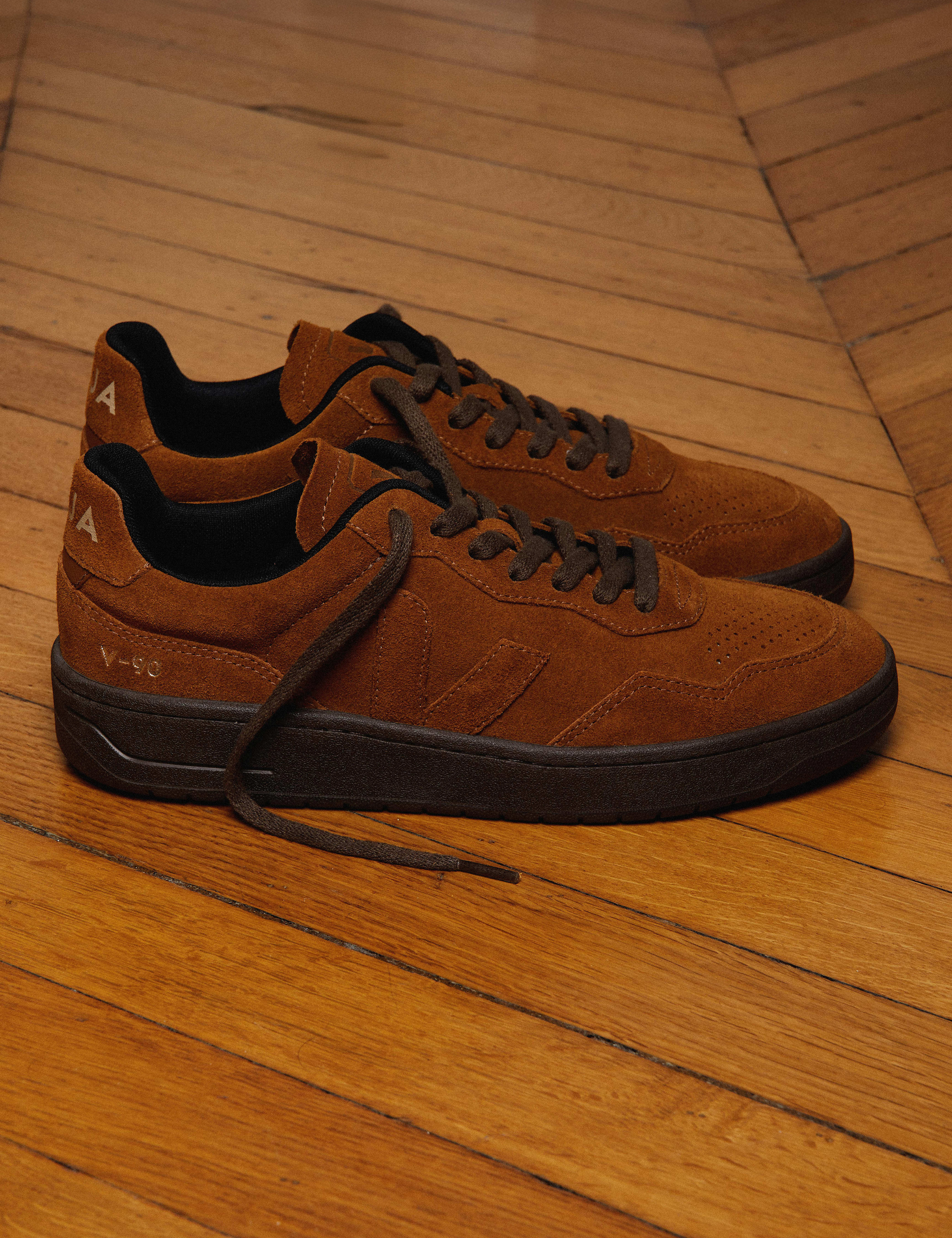 Veja V-90 Suede Sneaker Full Cognac Eagle Brown Dark Sole Fall Winter Men’s Women’s Shoes for Men Women Shoe Athens GA Georgia Kempt Menswear Store Near Me