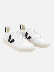 VEJA V-10 Leather Sneaker White Black Trainer Style White Leather Sneaker Kempt Athens Georgia Mens Shoes Store UGA
