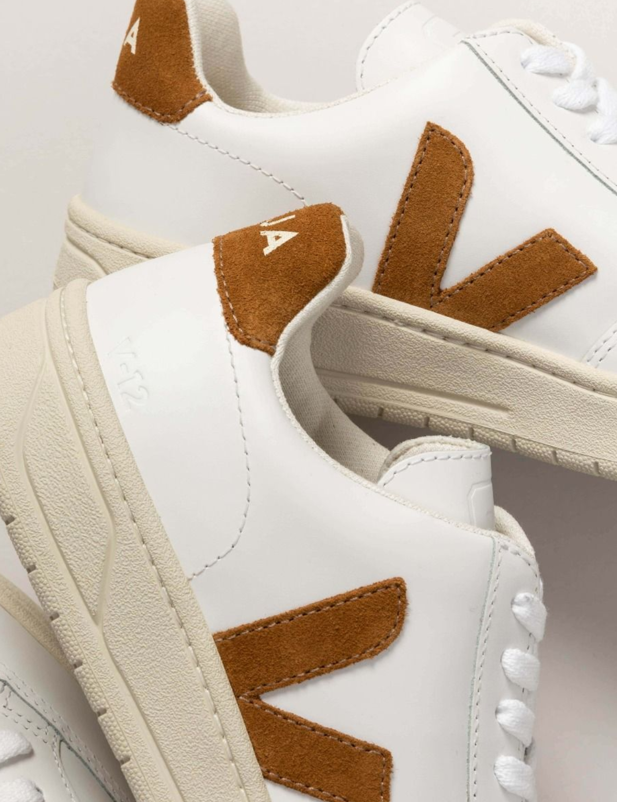 Veja V12 Sneaker Extra White Camel Mustard Leather Suede Kempt Mens Clothing Athens GA UGA