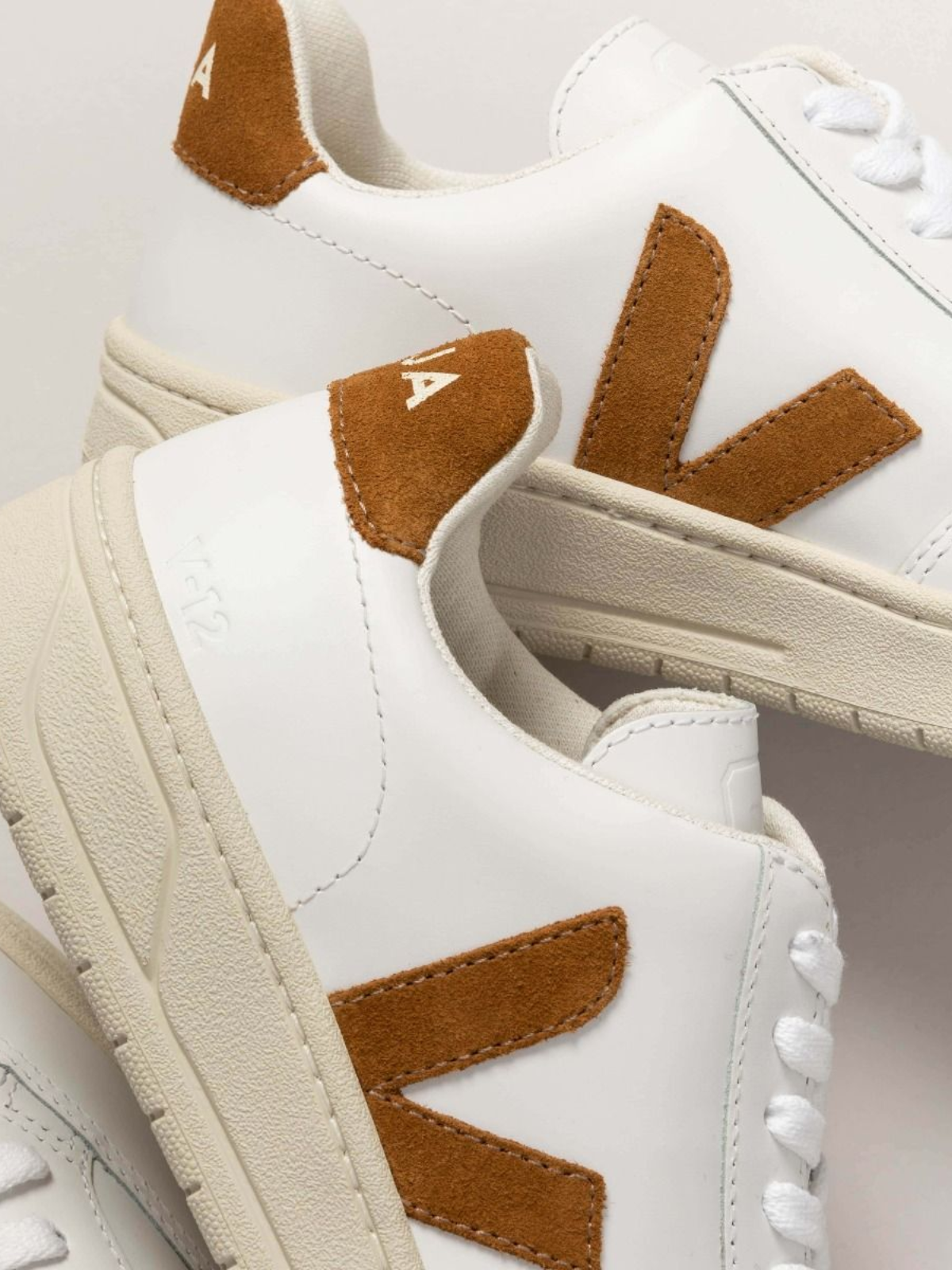 Veja V12 Sneaker Extra White Camel Mustard Leather Suede Kempt Mens Clothing Athens GA UGA