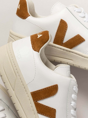 Veja V12 Sneaker Extra White Camel Mustard Leather Suede Kempt Mens Clothing Athens GA UGA