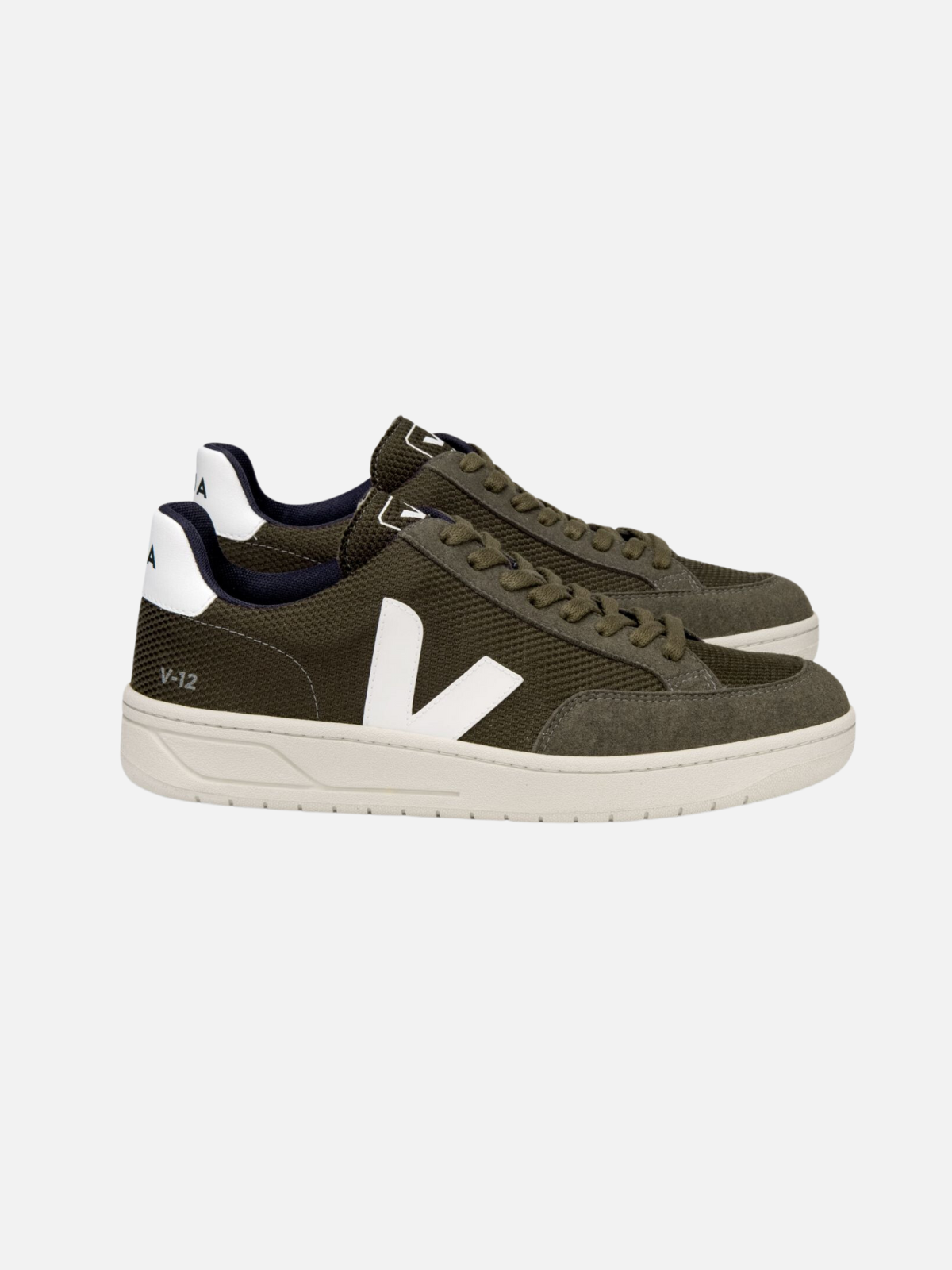 Veja V12 Sneaker B Mesh Olive White Vegan Suede Kempt Mens Clothing Athens GA UGA