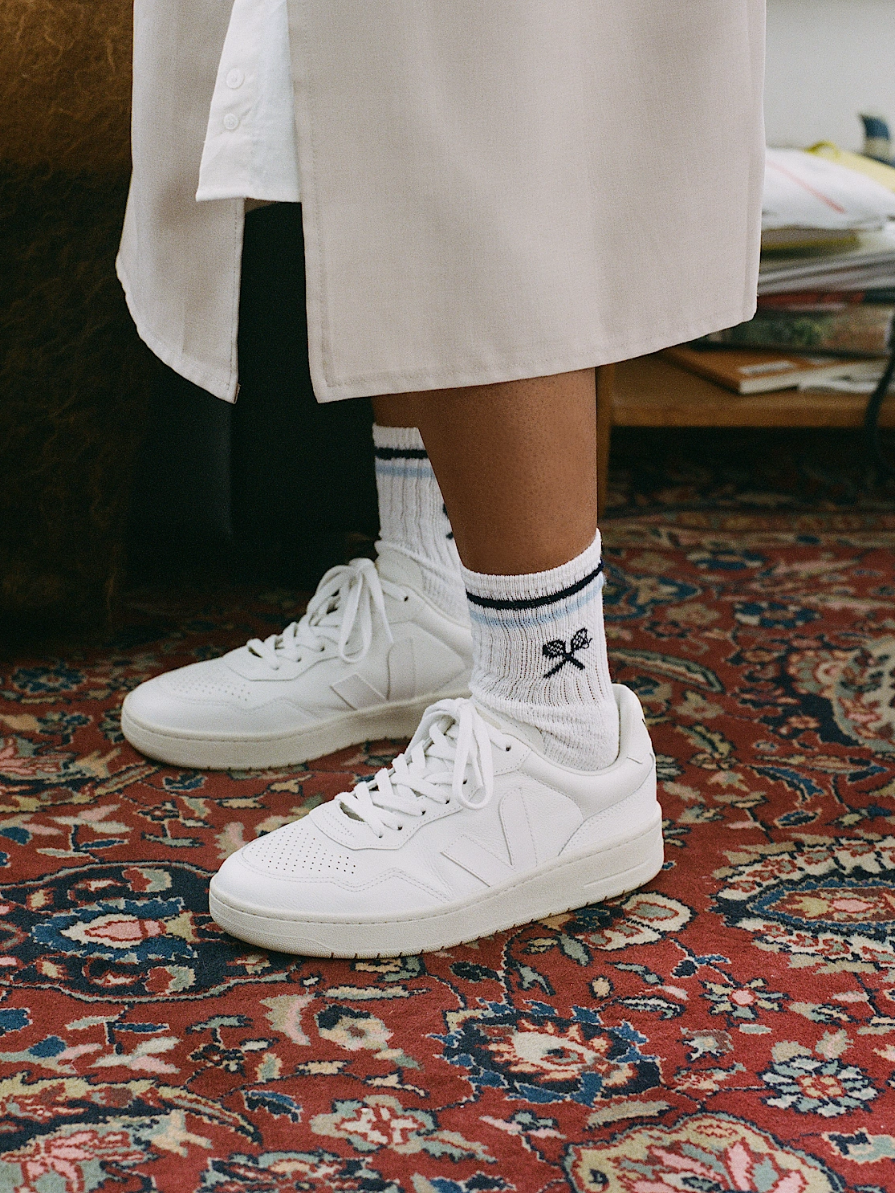 Veja V-90 Leather Sneaker Extra White Unisex Shoe Athens GA Georgia Kempt Menswear Store Near Me