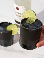 viski black stoneware ceramic tumblers perfect for hotty toddies, margaritas, negronis, etc. - kempt athens ga georgia men's clothing store bar tools