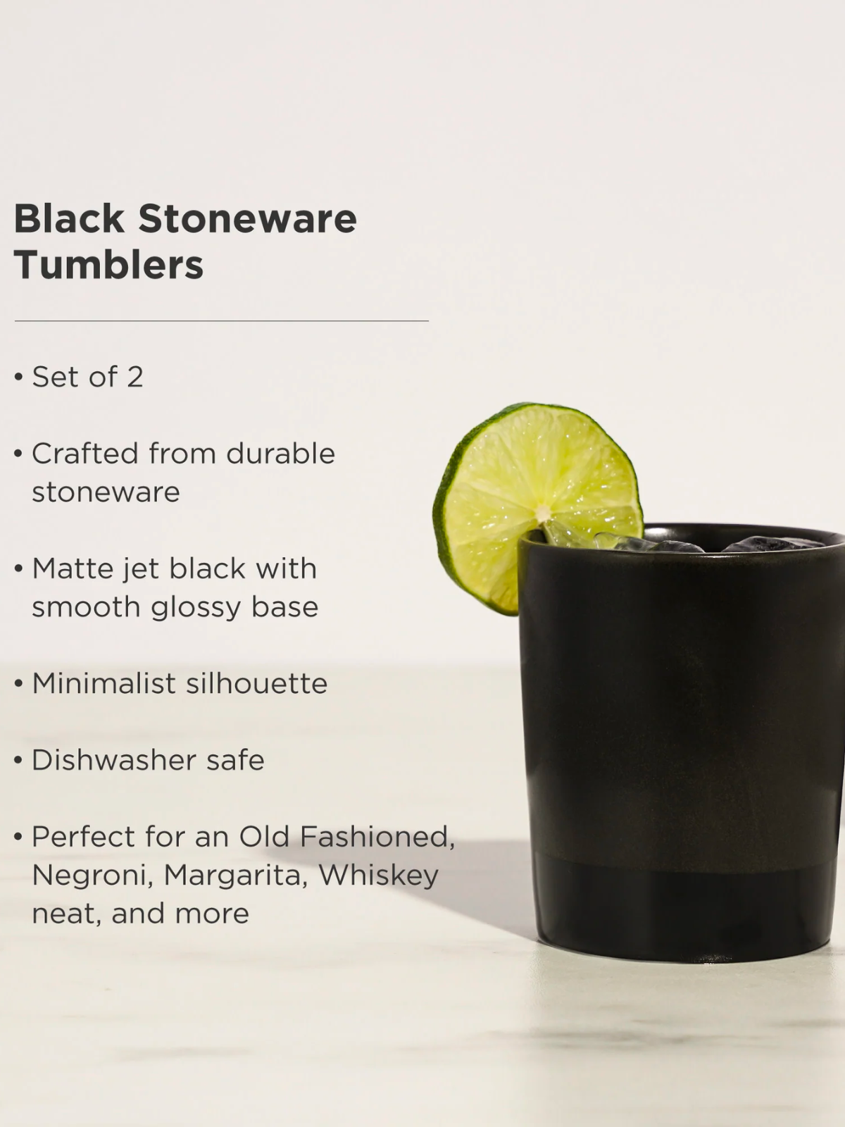 viski black stoneware ceramic tumblers perfect for hotty toddies, margaritas, negronis, etc. - kempt athens ga georgia men's clothing store bar tools