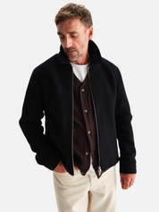 Wax London Eldon Jacket Boiled Wool Midnight Black Zip Up Collared Men’s Outerwear Tops for Men Winter Fall Athens GA Georgia Kempt Menswear Store Near Me