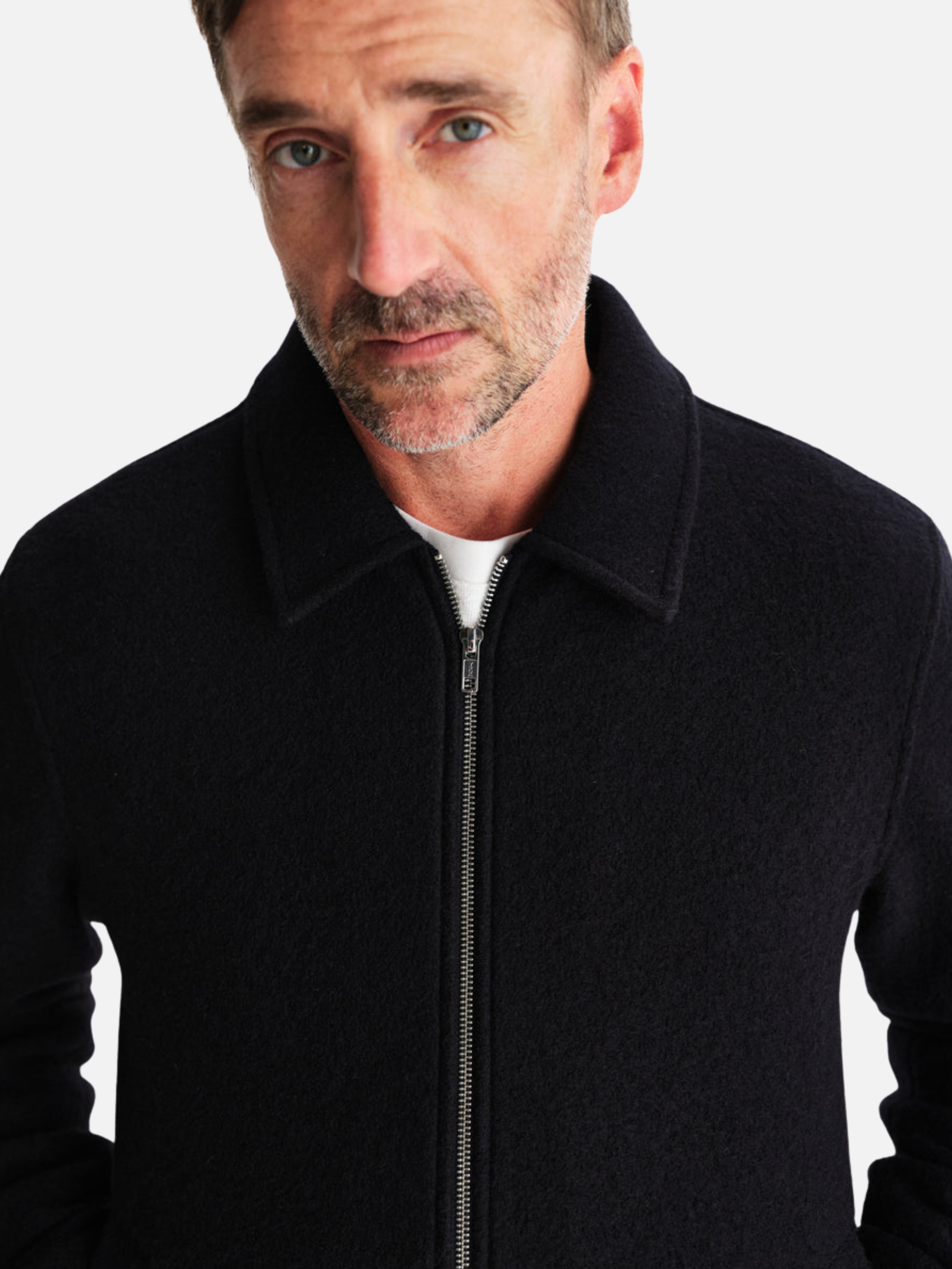 Wax London Eldon Jacket Boiled Wool Midnight Black Zip Up Collared Men’s Outerwear Tops for Men Winter Fall Athens GA Georgia Kempt Menswear Store Near Me