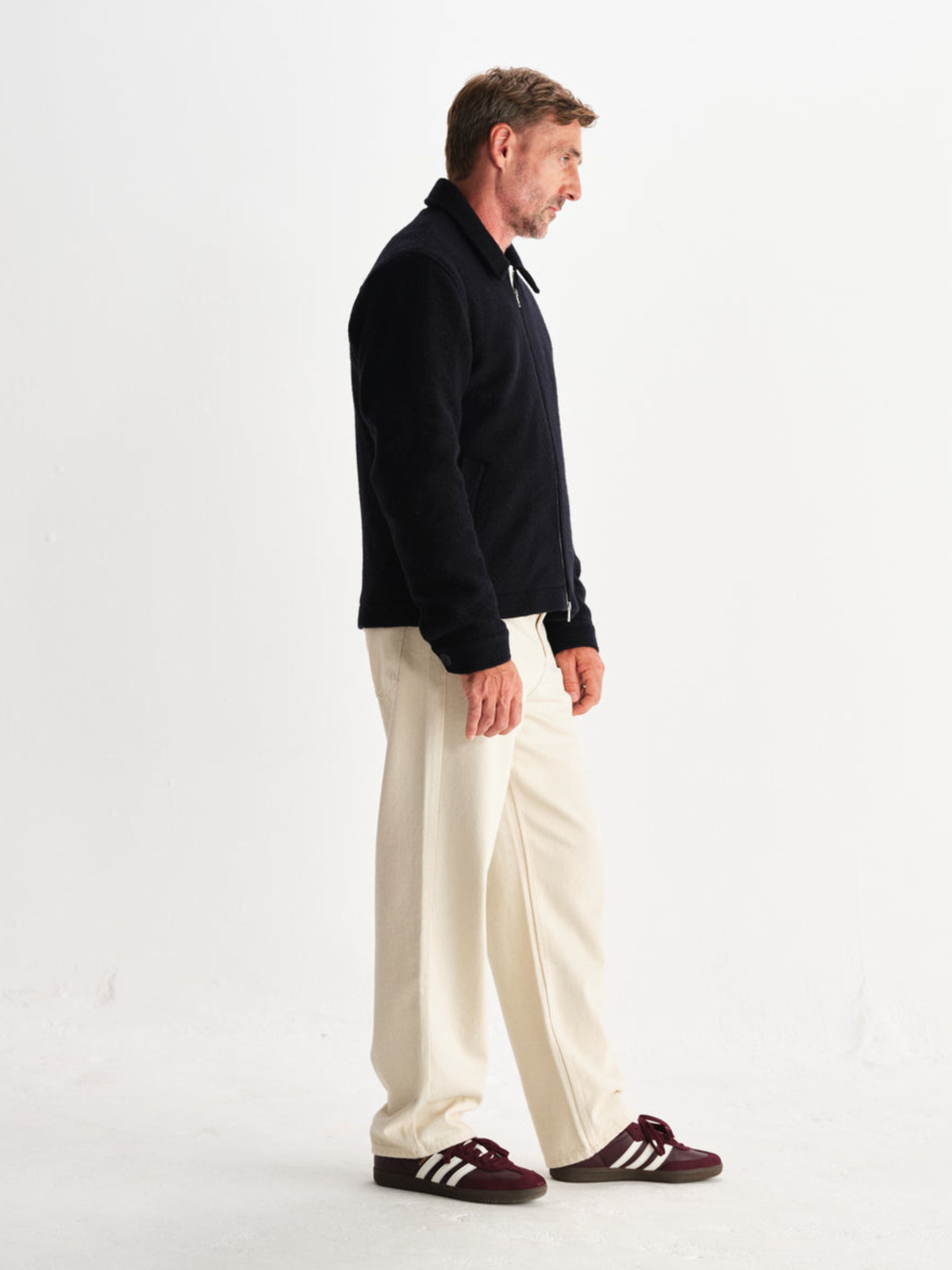 Wax London Eldon Jacket Boiled Wool Midnight Black Zip Up Collared Men’s Outerwear Tops for Men Winter Fall Athens GA Georgia Kempt Menswear Store Near Me