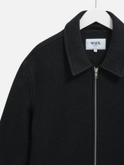 Wax London Eldon Jacket Boiled Wool Midnight Black Zip Up Collared Men’s Outerwear Tops for Men Winter Fall Athens GA Georgia Kempt Menswear Store Near Me
