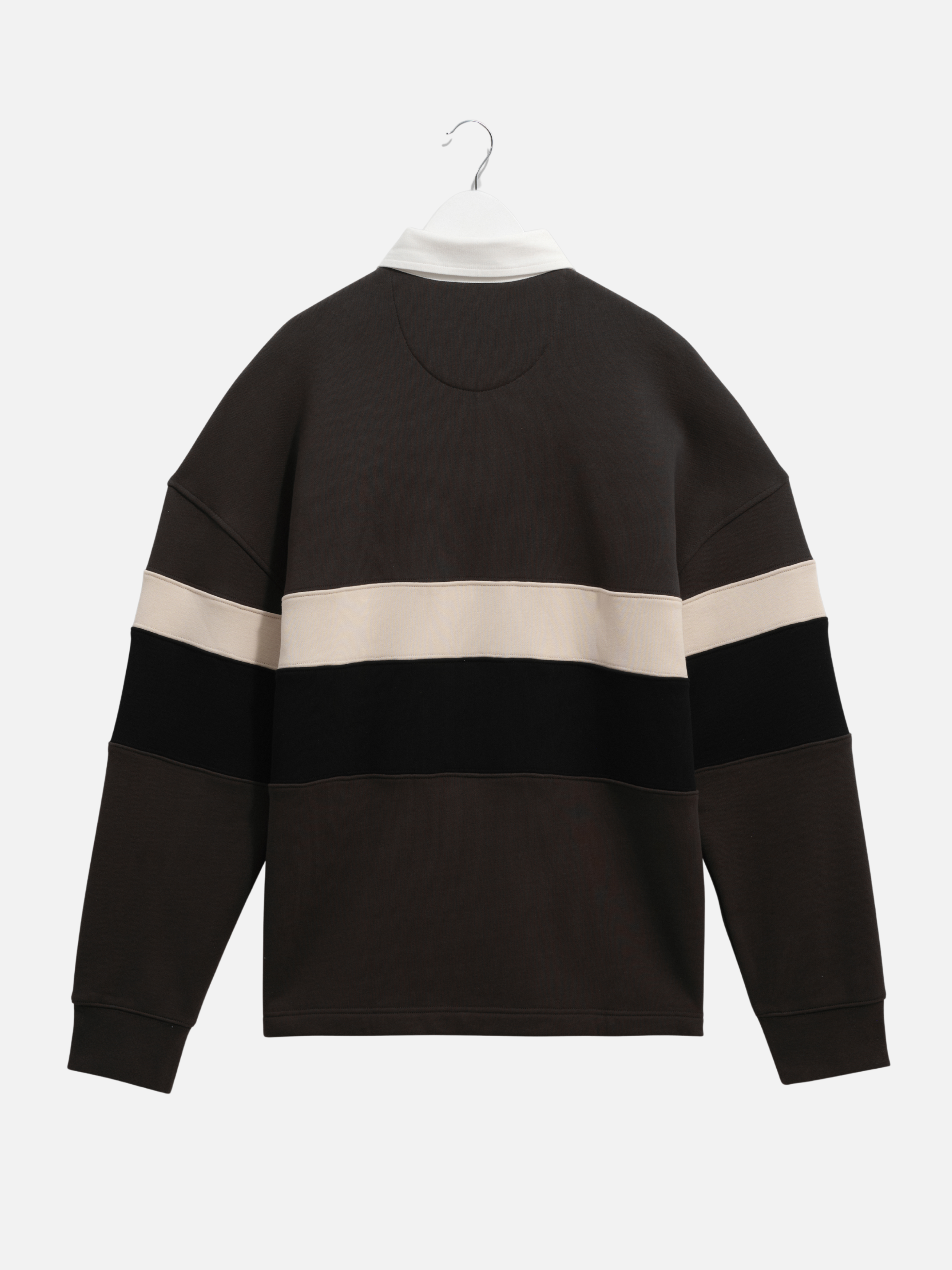 Wax London Rowhill Rugby Shirt Brown Black Stripe Stripes Striped Polo LS Long Sleeve Fall Winter Men’s Top Tops for Men Athens GA Georgia Kempt Menswear Store Near Me