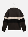 Wax London Rowhill Rugby Shirt Brown Black Stripe Stripes Striped Polo LS Long Sleeve Fall Winter Men’s Top Tops for Men Athens GA Georgia Kempt Menswear Store Near Me