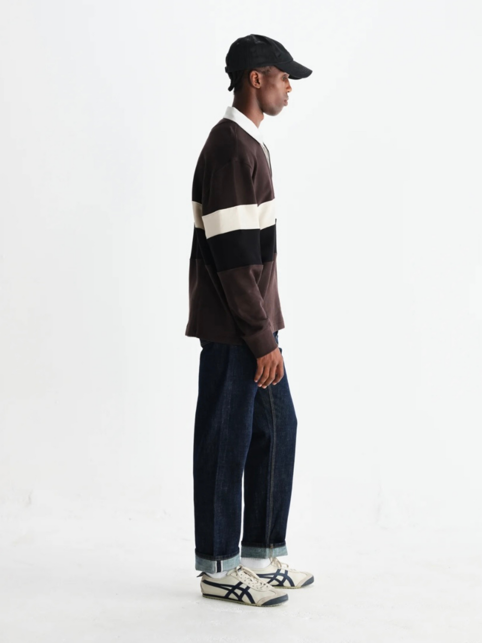Wax London Rowhill Rugby Shirt Brown Black Stripe Stripes Striped Polo LS Long Sleeve Fall Winter Men’s Top Tops for Men Athens GA Georgia Kempt Menswear Store Near Me
