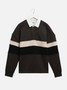 Wax London Rowhill Rugby Shirt Brown Black Stripe Stripes Striped Polo LS Long Sleeve Fall Winter Men’s Top Tops for Men Athens GA Georgia Kempt Menswear Store Near Me