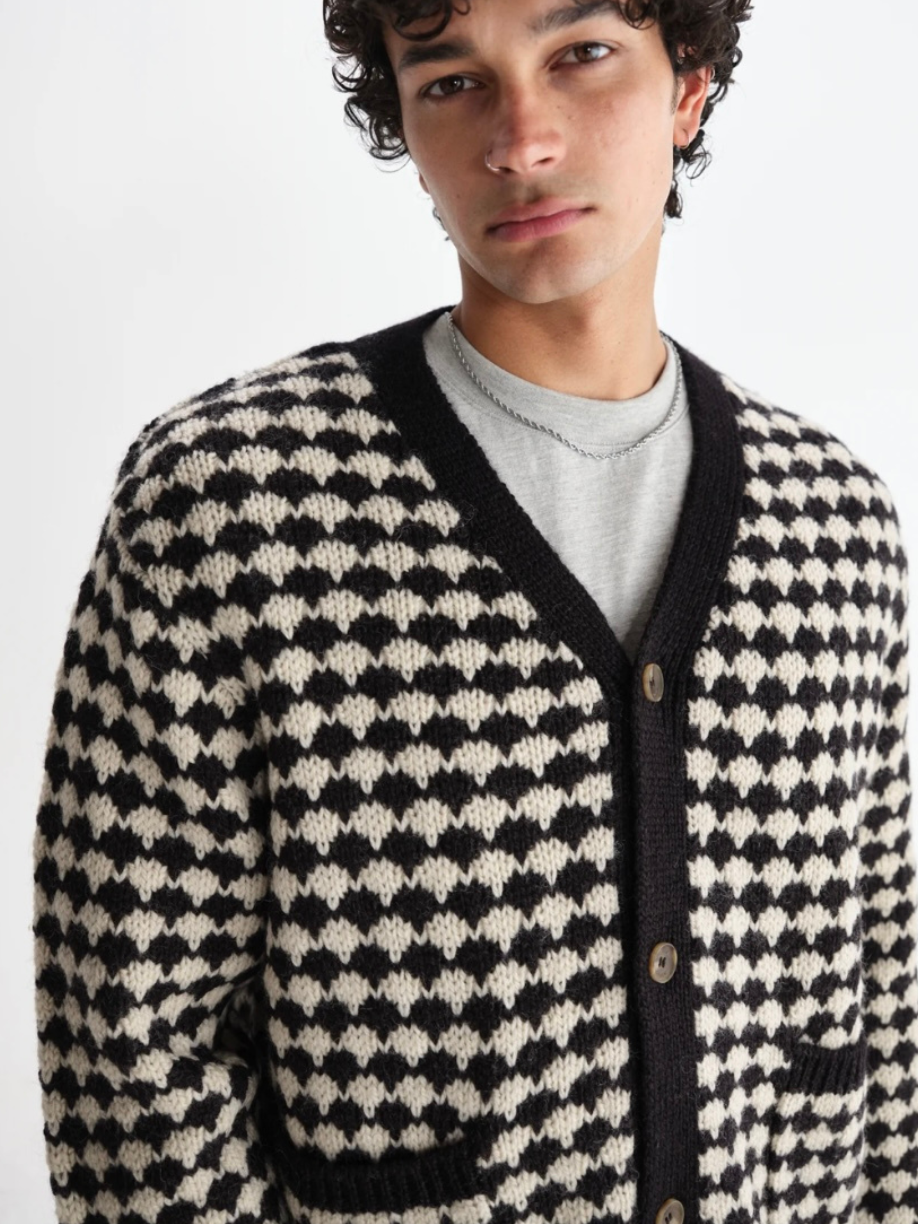 Wax London Walker Cardigan Diamond Bubble Knit Knitted Men’s Tops for Men Fall Winter LS Long Sleeve Layer Athens GA Georgia Kempt Menswear Store Near Me