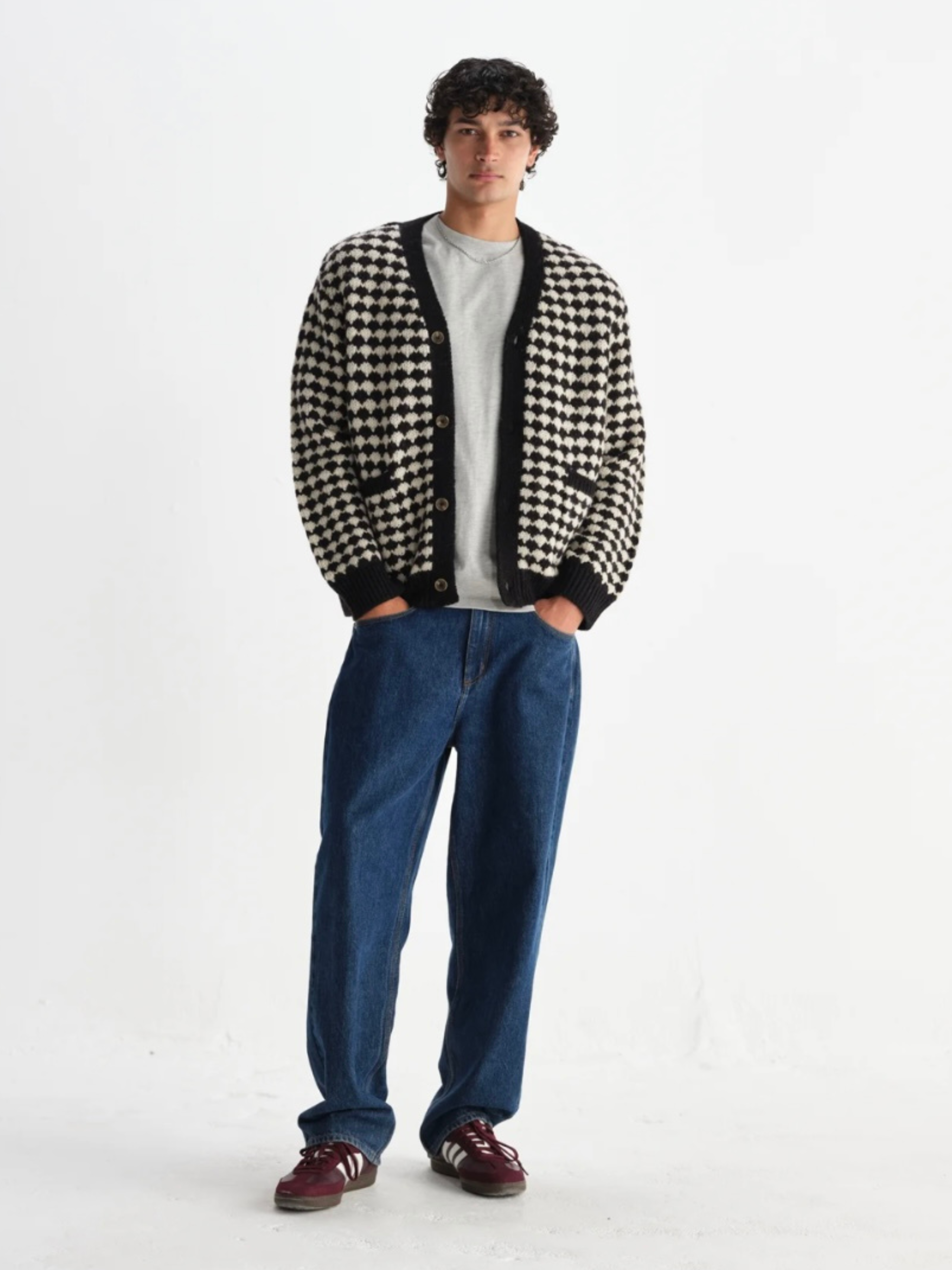 Wax London Walker Cardigan Diamond Bubble Knit Knitted Men’s Tops for Men Fall Winter LS Long Sleeve Layer Athens GA Georgia Kempt Menswear Store Near Me