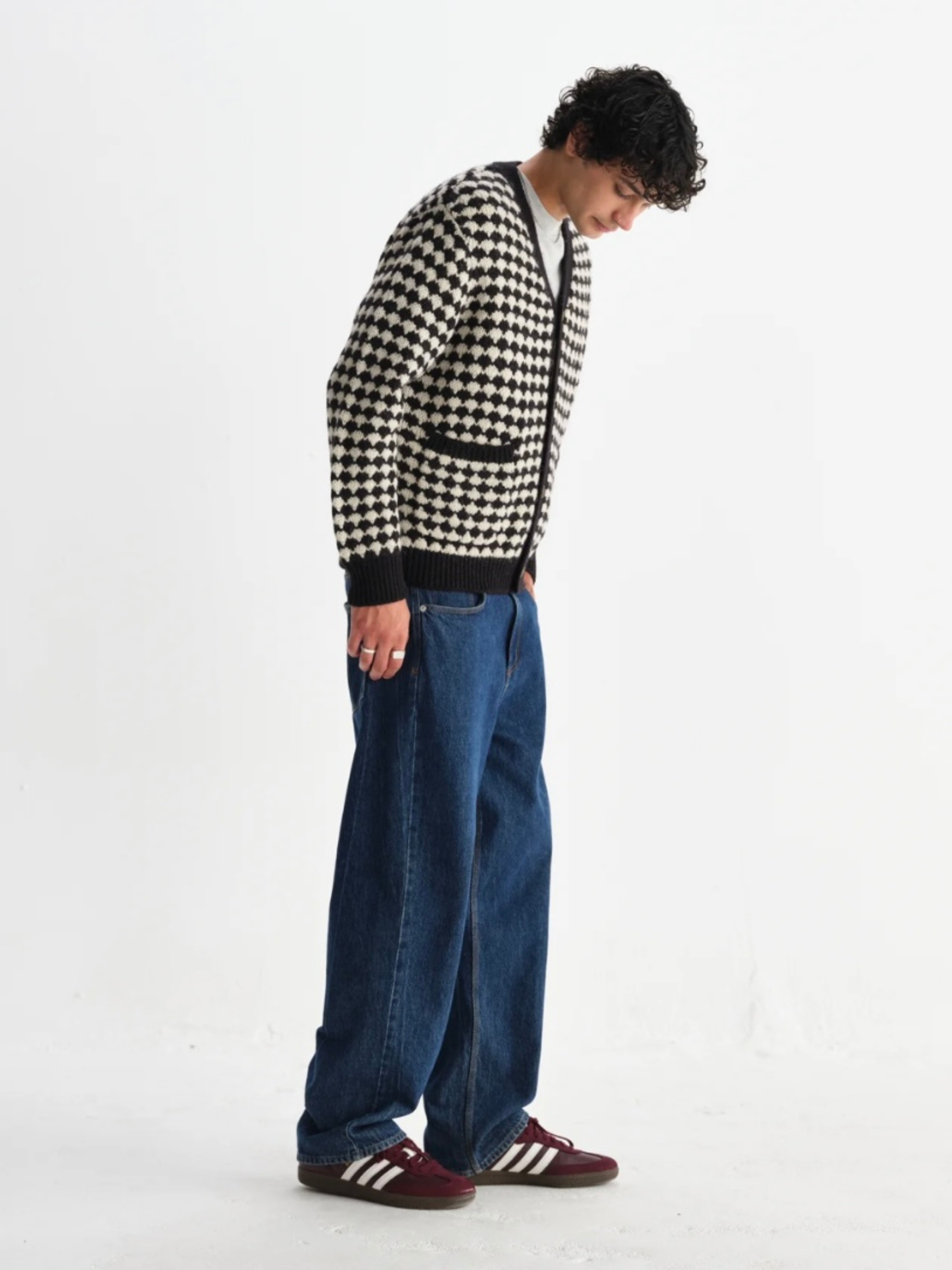 Wax London Walker Cardigan Diamond Bubble Knit Knitted Men’s Tops for Men Fall Winter LS Long Sleeve Layer Athens GA Georgia Kempt Menswear Store Near Me