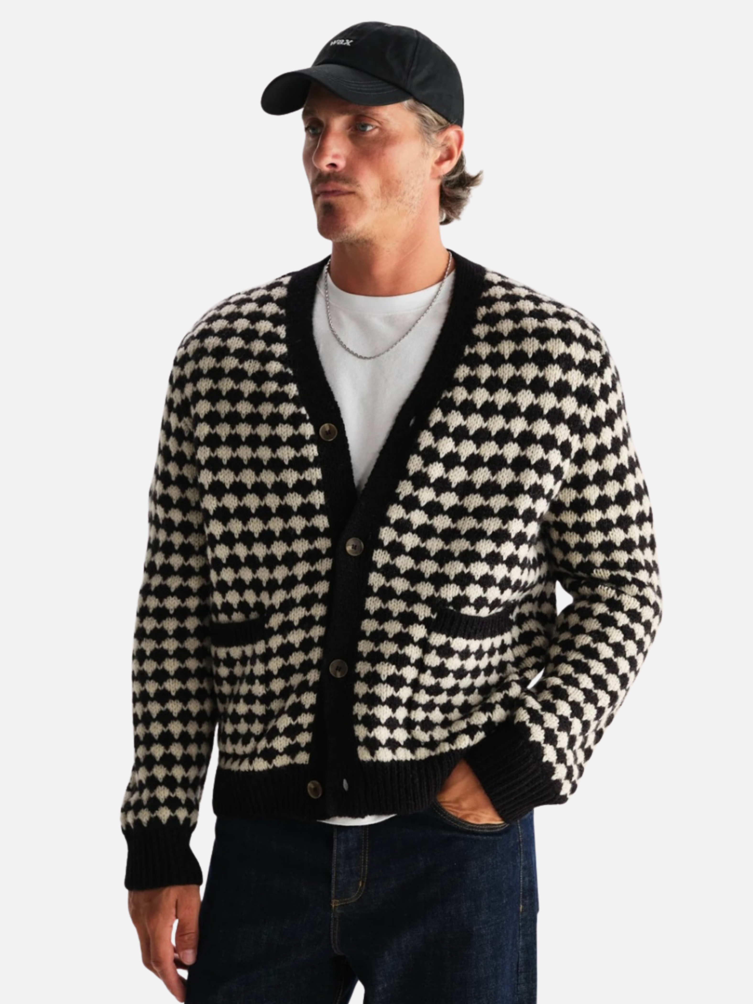 Wax London Walker Cardigan Diamond Bubble Knit Knitted Men’s Tops for Men Fall Winter LS Long Sleeve Layer Athens GA Georgia Kempt Menswear Store Near Me