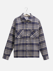 Wax London Whiting Overshirt Blu Ecru Plaid Pattern Basket Weave Outerwear Layer Fall Winter Men’s Tops for Men LS Long Sleeve Collared Button Up Athens GA Georgia Kempt Menswear Store Near Me