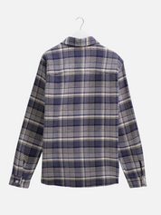 Wax London Whiting Overshirt Blu Ecru Plaid Pattern Basket Weave Outerwear Layer Fall Winter Men’s Tops for Men LS Long Sleeve Collared Button Up Athens GA Georgia Kempt Menswear Store Near Me