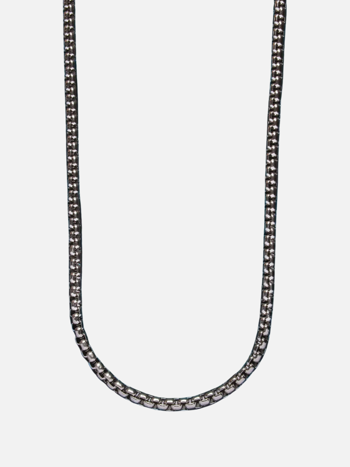 4mm Round Box Chain Necklace - Steel