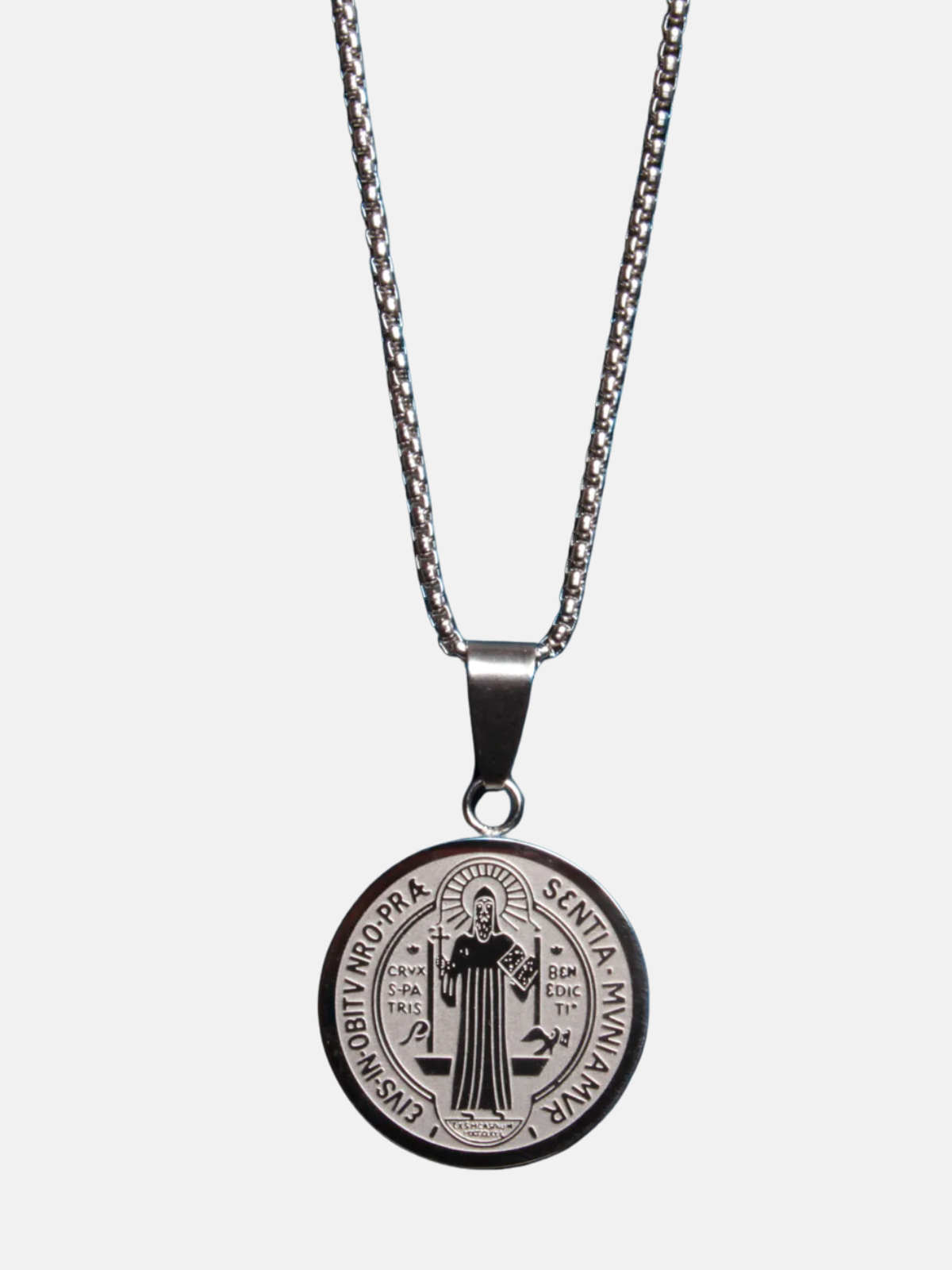 St. Benedict Large Medal Necklace - Steel