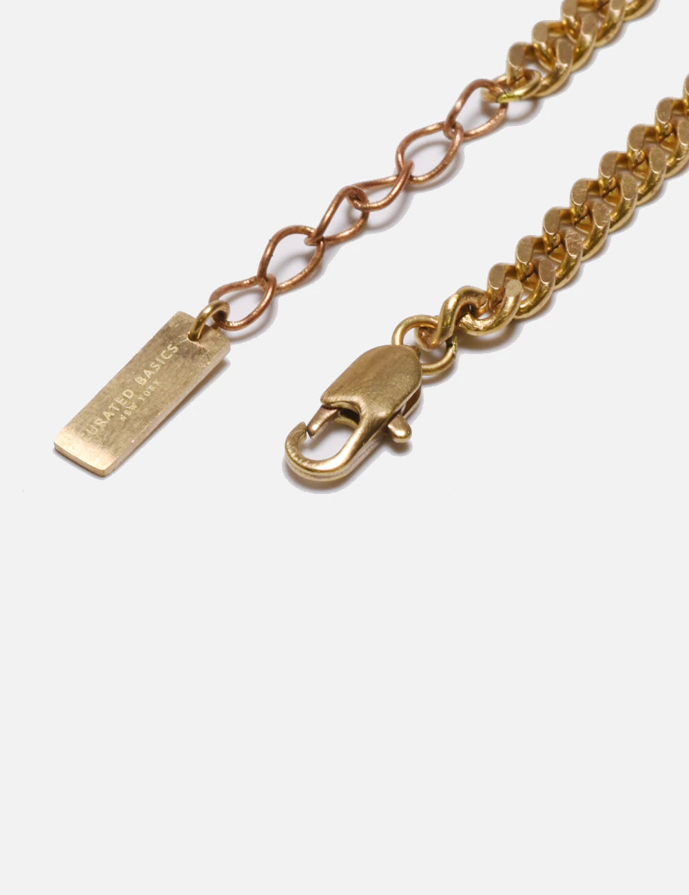 Curated Basics 5mm Thin Brass Chain Bracelet gold cuban chain clasp closure adjustable length Kempt Athens mens clothing store