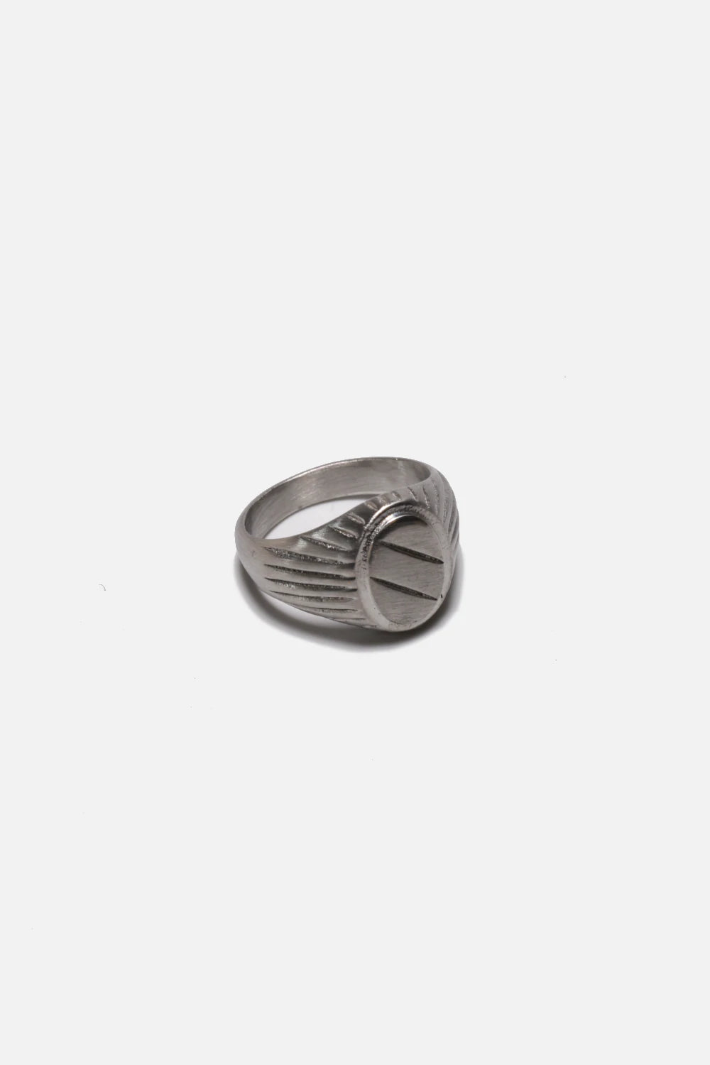 Oval Striped Steel Ring