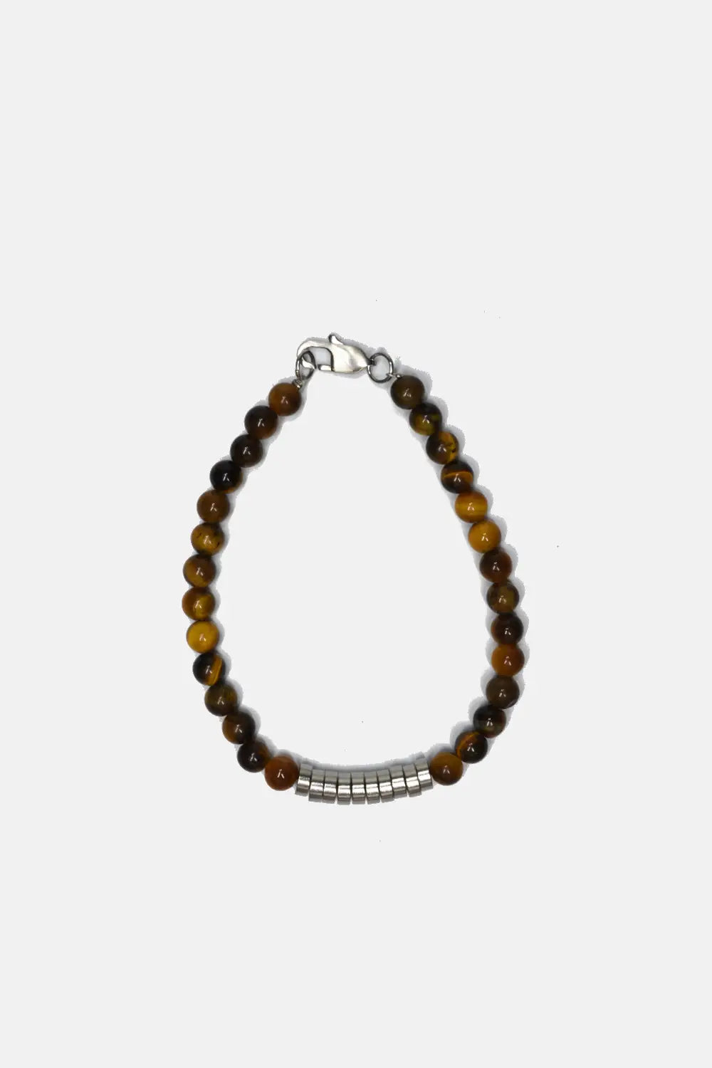 Curated Basics Tiger Eye + Steel Beaded Bracelet