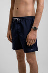 rhythm classic beach short worn navy drawstring elastic waistband atheltic short swim trunk kempt athens mens clothing store