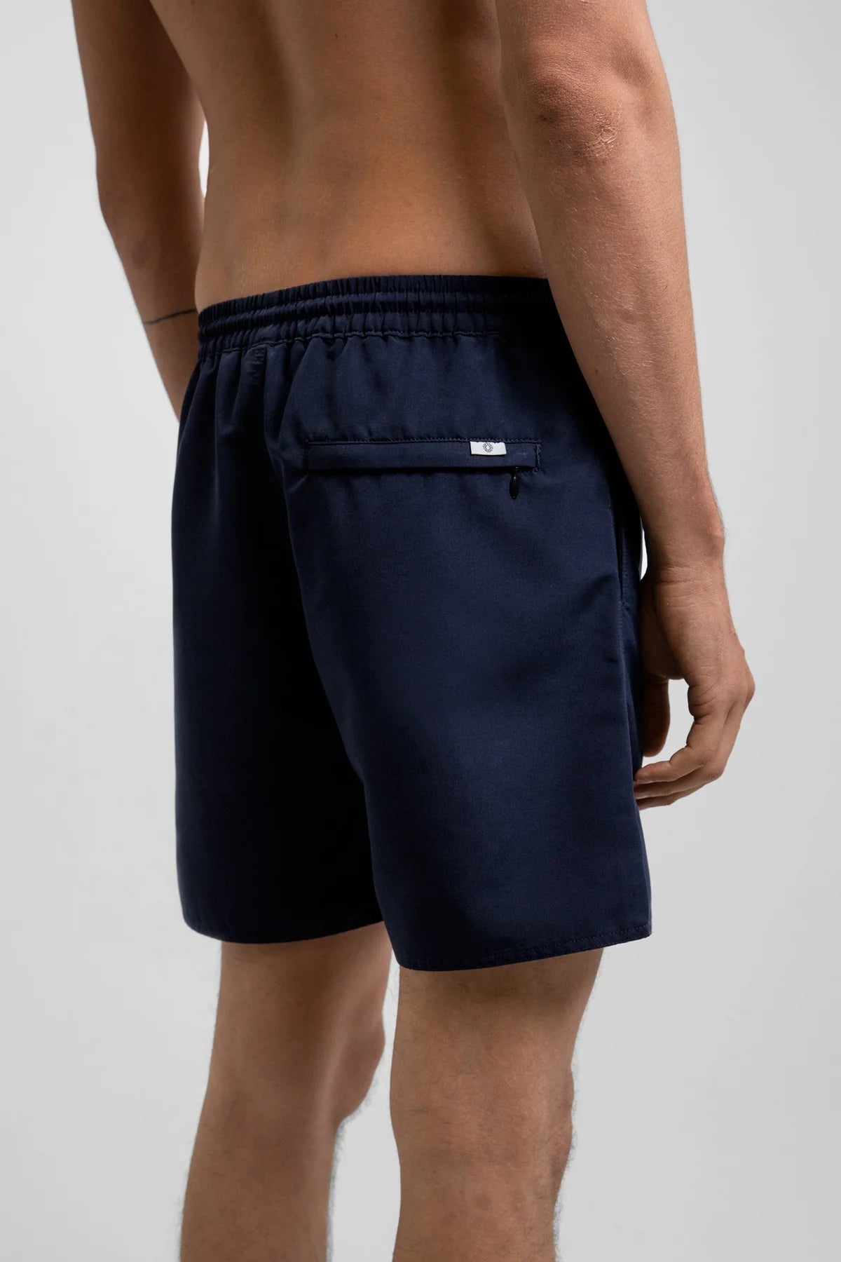 rhythm classic beach short worn navy drawstring elastic waistband atheltic short swim trunk kempt athens mens clothing store