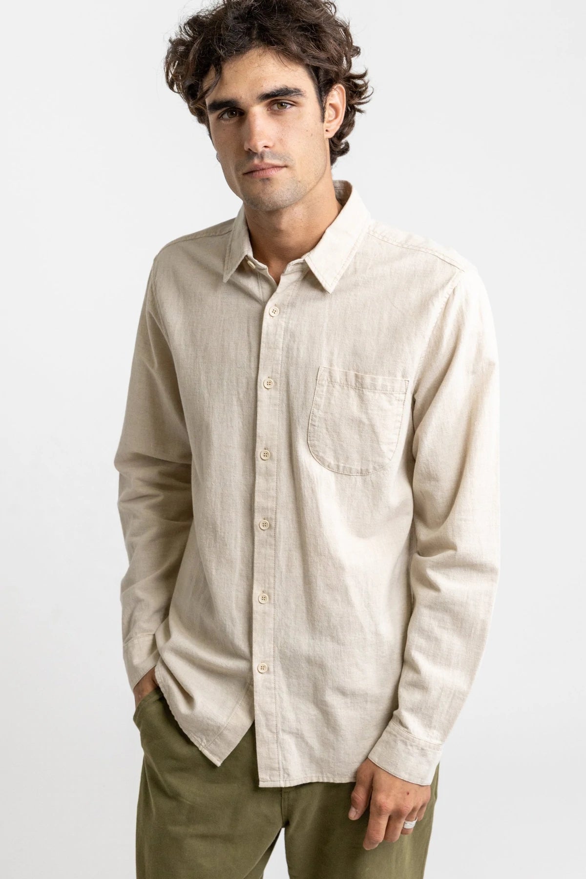 rhythm classic ls linen shirt sand Kempt Athens Georgia shopping stylish downtown Kempt