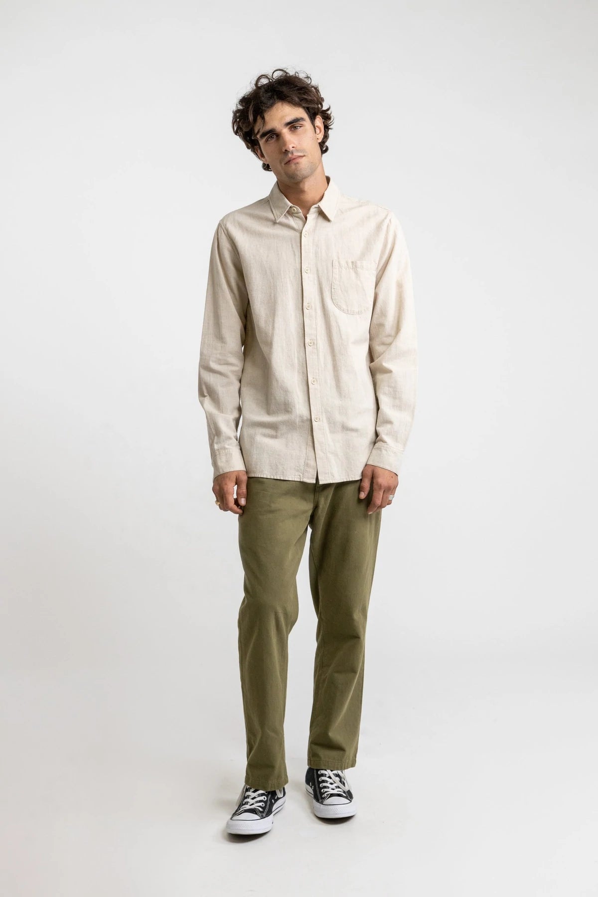 rhythm classic ls linen shirt sand Kempt Athens Georgia shopping stylish downtown Kempt 