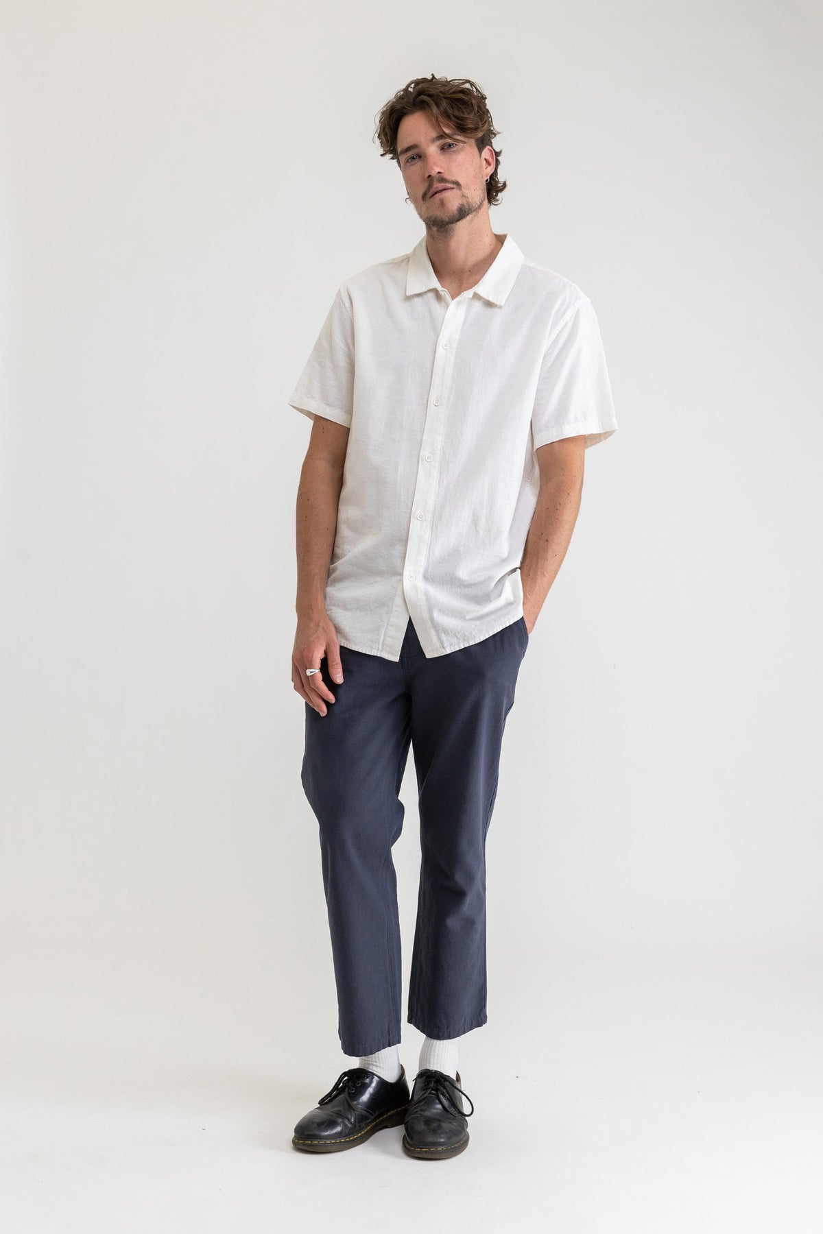 Rhythm Classic Linen SS Shirt - White