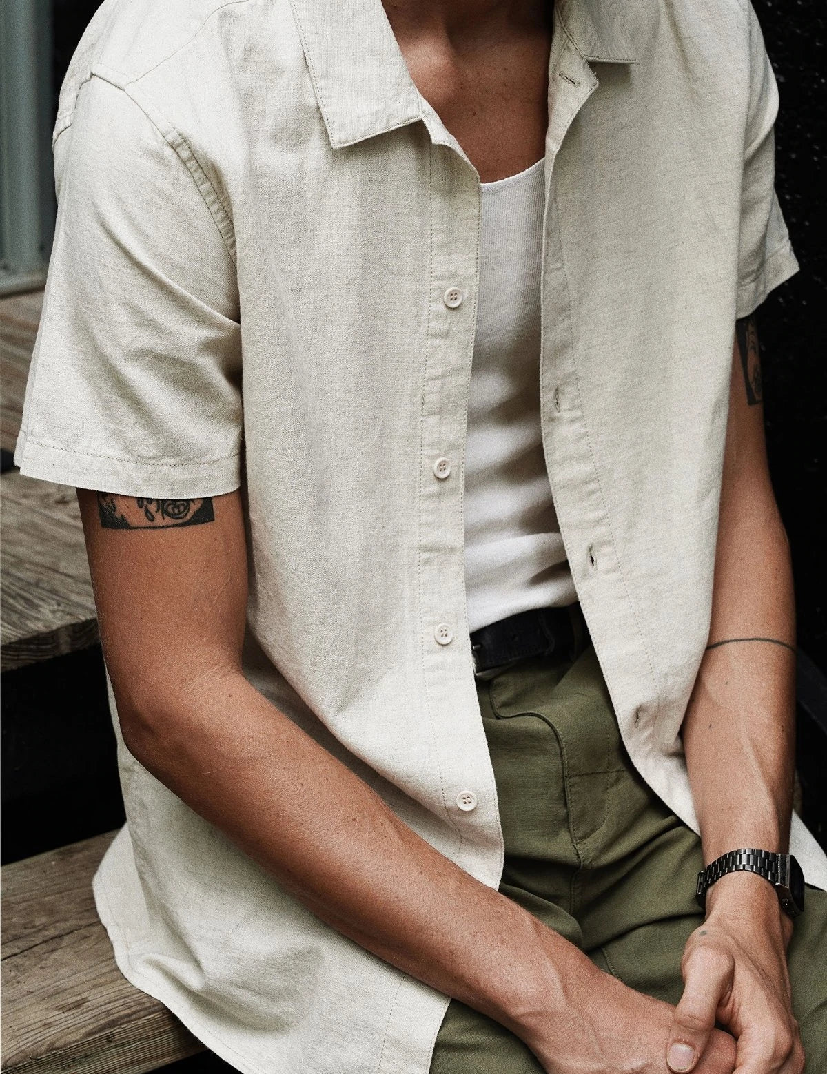 RhythmClassicLinenSSButtonDownShirtSand.webp